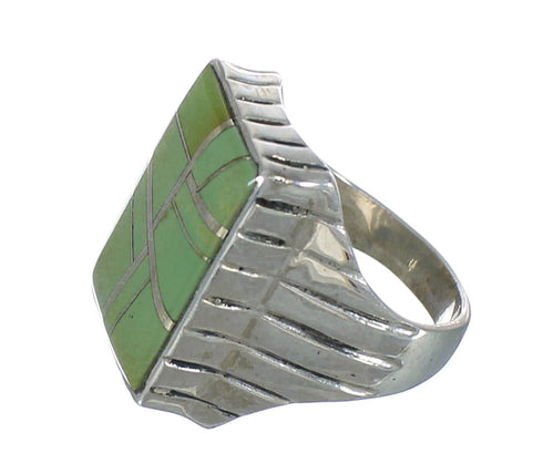 Turquoise Inlay Sterling Silver Southwest Ring Size 8-3/4 MX62284